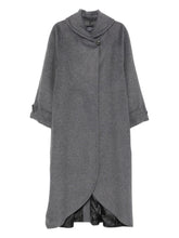 Emporio Armani Single-Breasted Grey Wool Coat with High Neck Grey