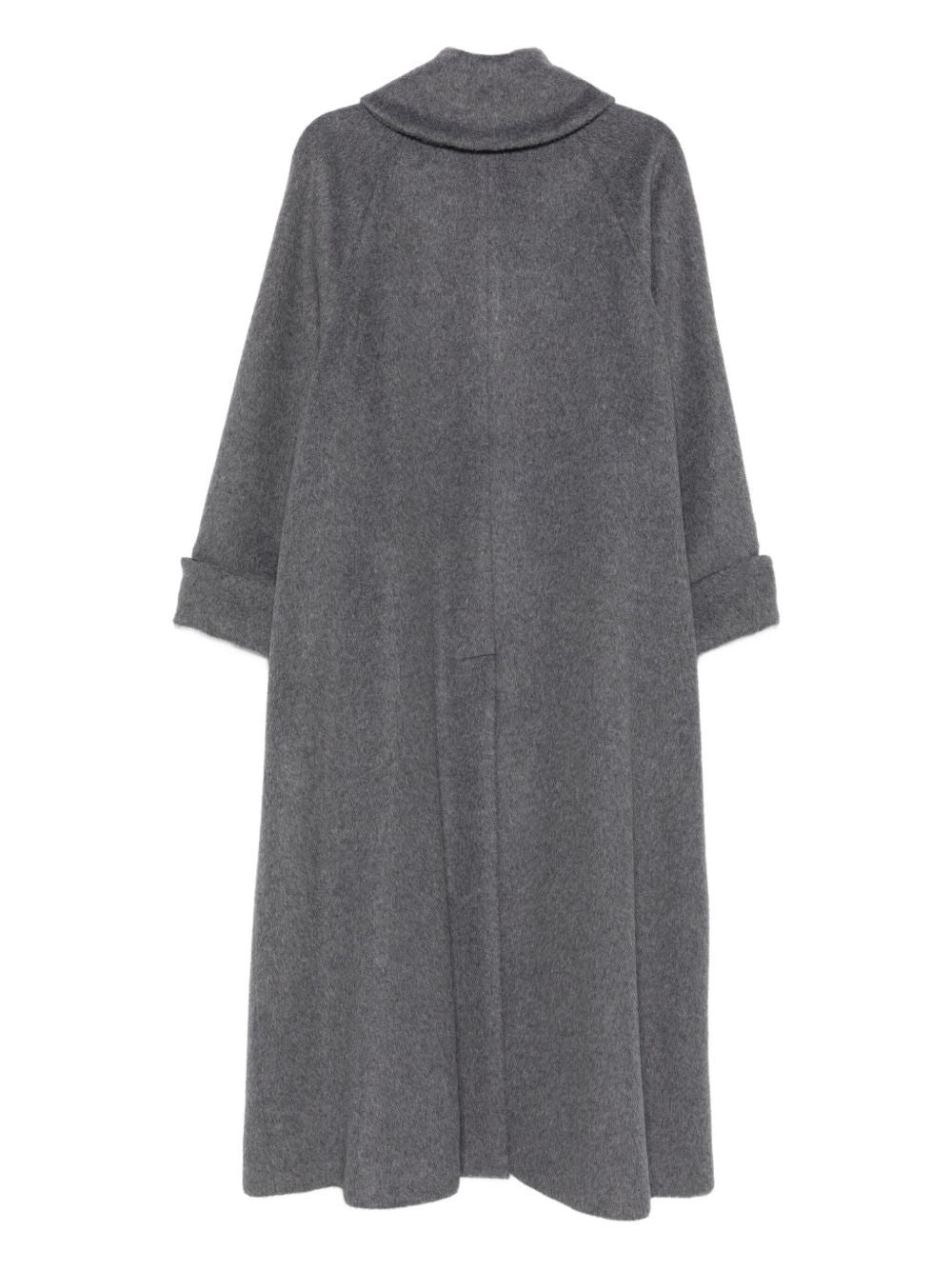 Emporio Armani Single-Breasted Grey Wool Coat with High Neck Grey