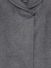 Emporio Armani Single-Breasted Grey Wool Coat with High Neck Grey