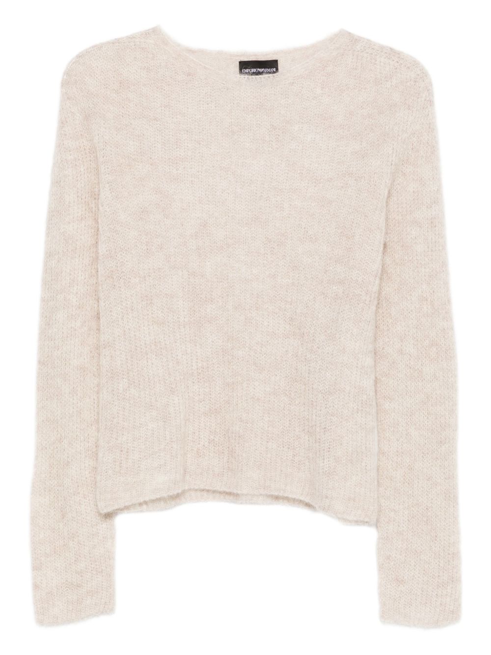 Emporio Armani Ivory Wool-Cashmere Sweater with Long Sleeves Ivory