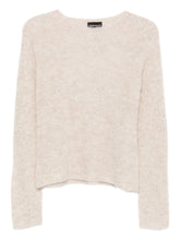 Emporio Armani Ivory Wool-Cashmere Sweater with Long Sleeves Ivory