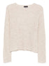 Emporio Armani Ivory Wool-Cashmere Sweater with Long Sleeves Ivory