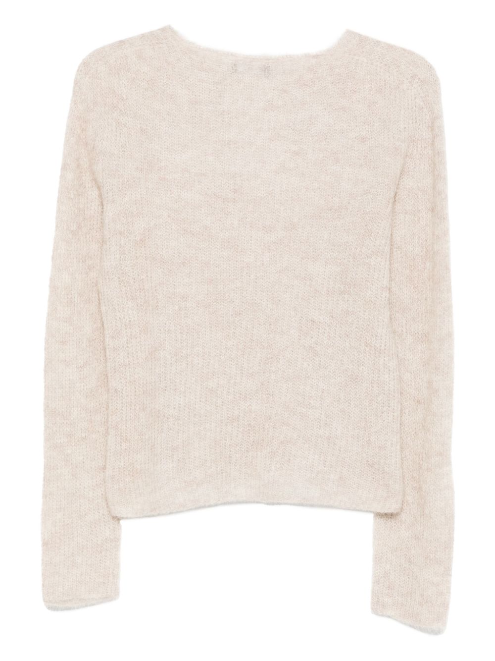 Emporio Armani Ivory Wool-Cashmere Sweater with Long Sleeves Ivory