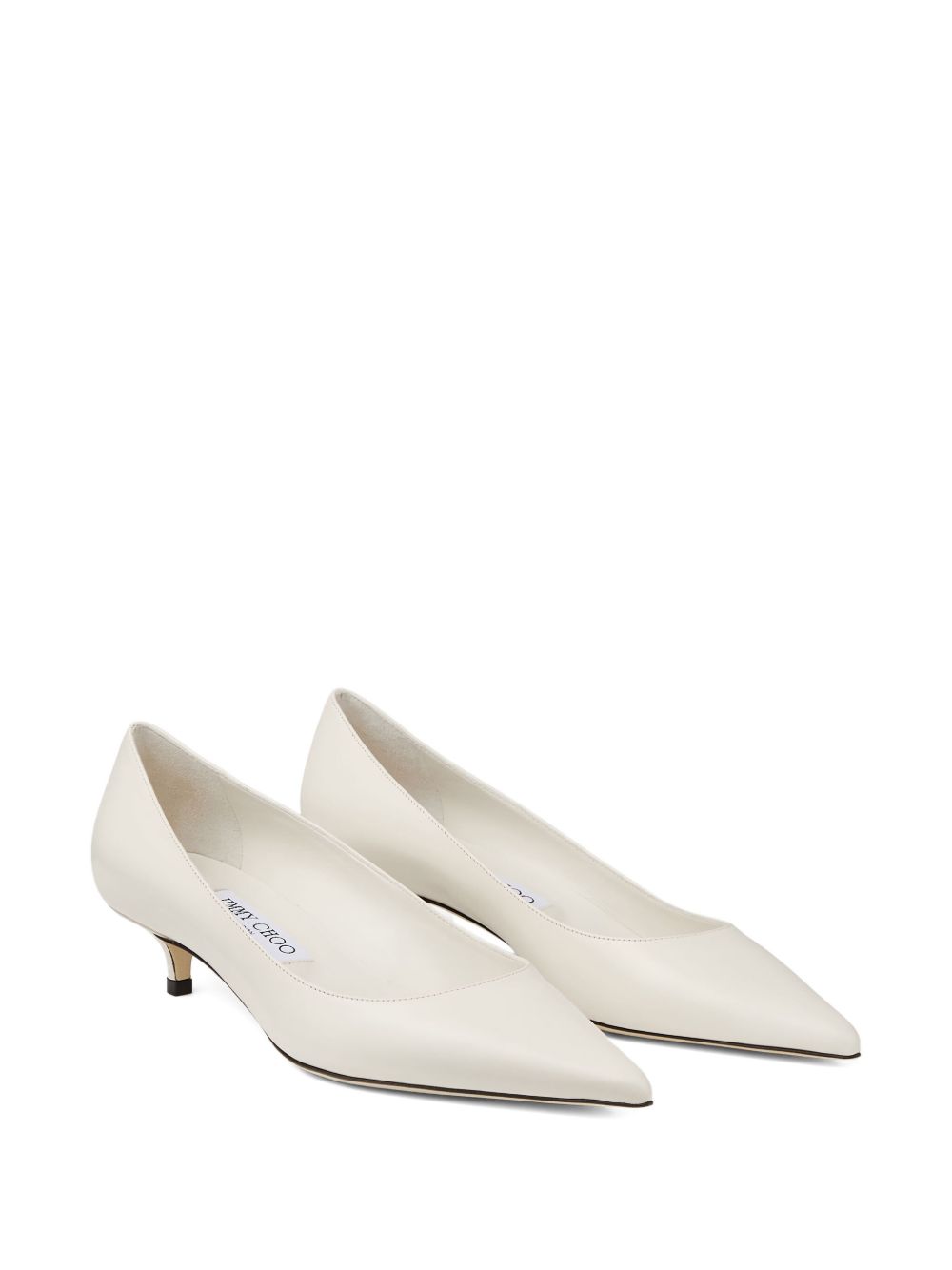 Jimmy Choo Amelia Leather Kitten Heel Pumps White