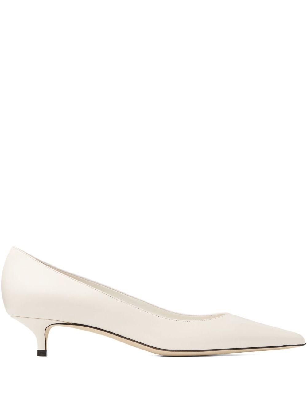 Jimmy Choo Amelia Leather Kitten Heel Pumps White