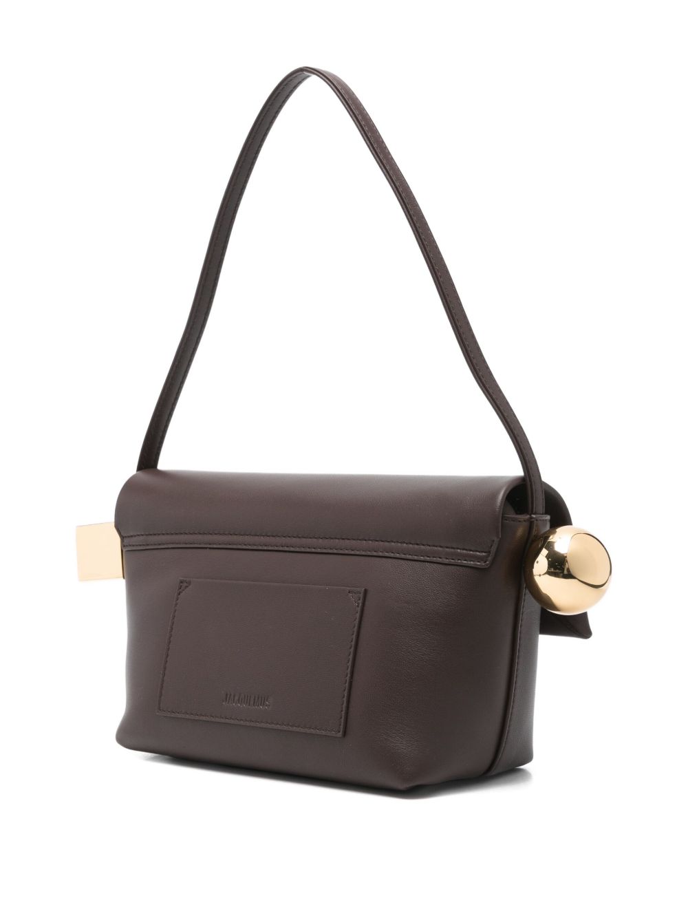 Jacquemus Le Rond Carré Curved Lambskin Shoulder Bag Brown