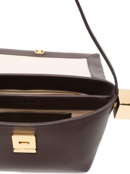 Jacquemus Le Rond Carré Curved Lambskin Shoulder Bag Brown