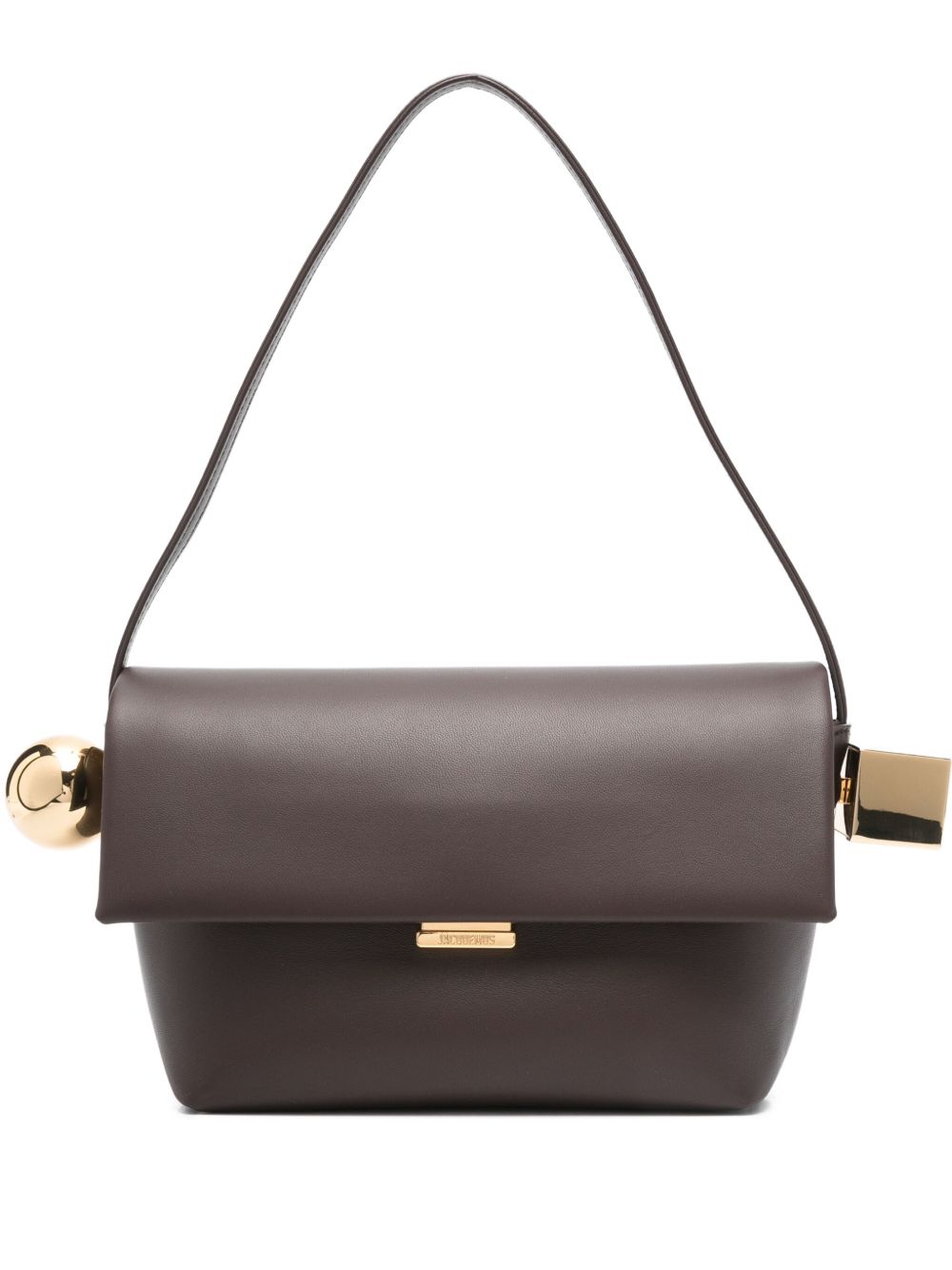 Jacquemus Le Rond Carré Curved Lambskin Shoulder Bag Brown