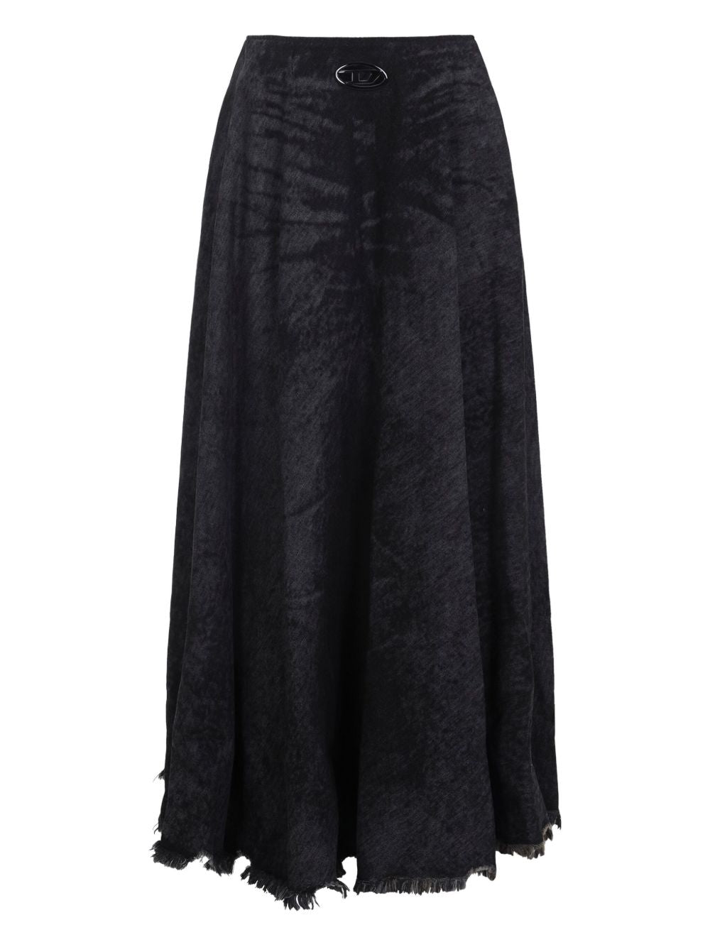Diesel Long Silk Denim Skirt Black black