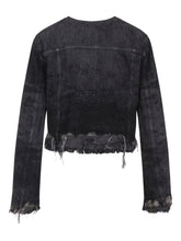 Diesel Denim Cotton Jacket with Frayed Edges Black