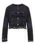 Diesel Denim Cotton Jacket with Frayed Edges Black