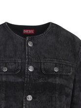 Diesel Denim Cotton Jacket with Frayed Edges Black