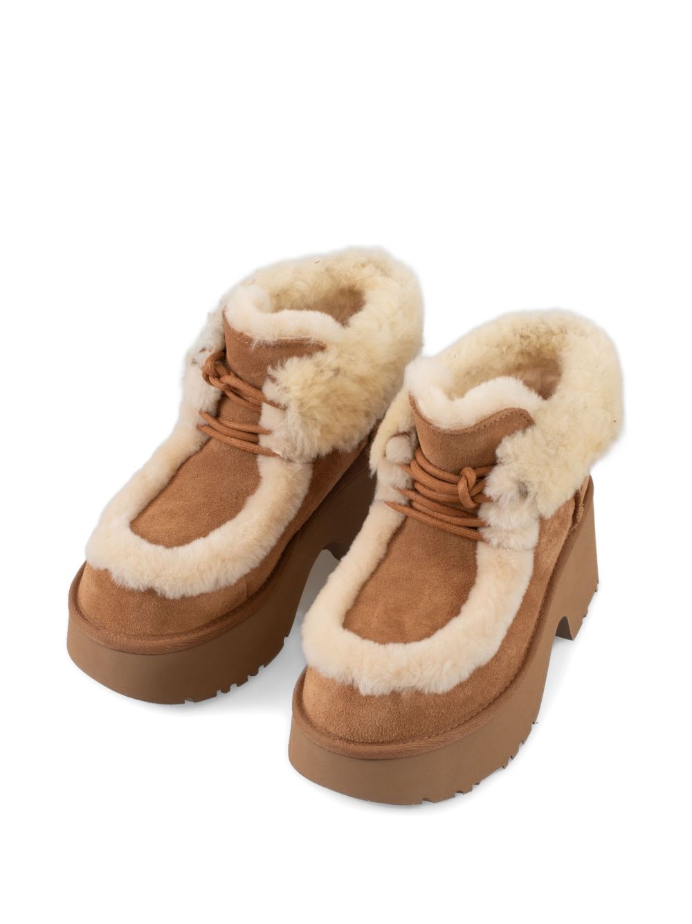 Ugg Australia Esmee Shearling Lace-Up Suede Platform Boots Beige
