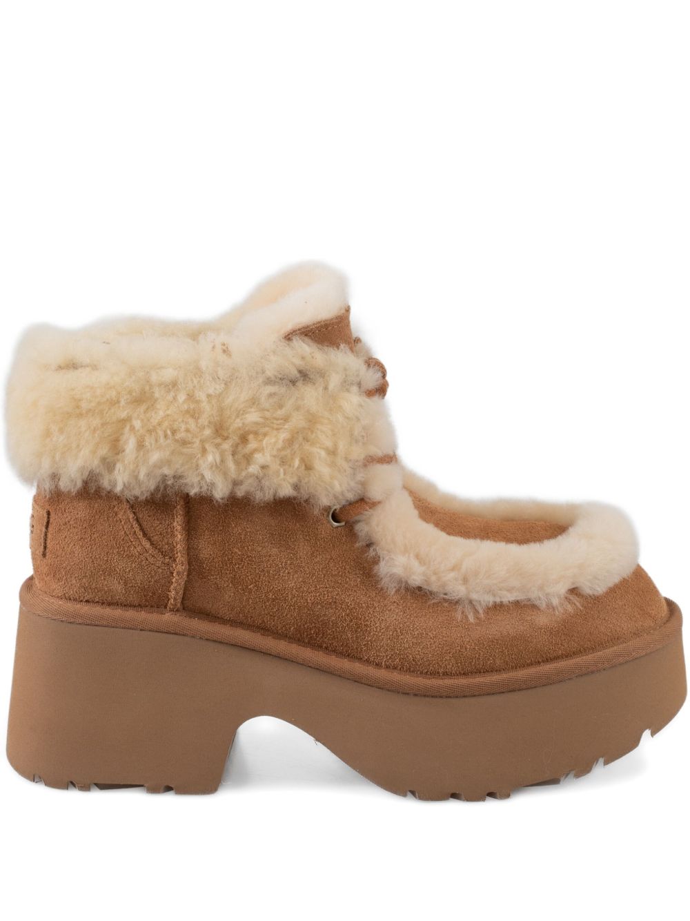 Ugg Australia Esmee Shearling Lace-Up Suede Platform Boots Beige