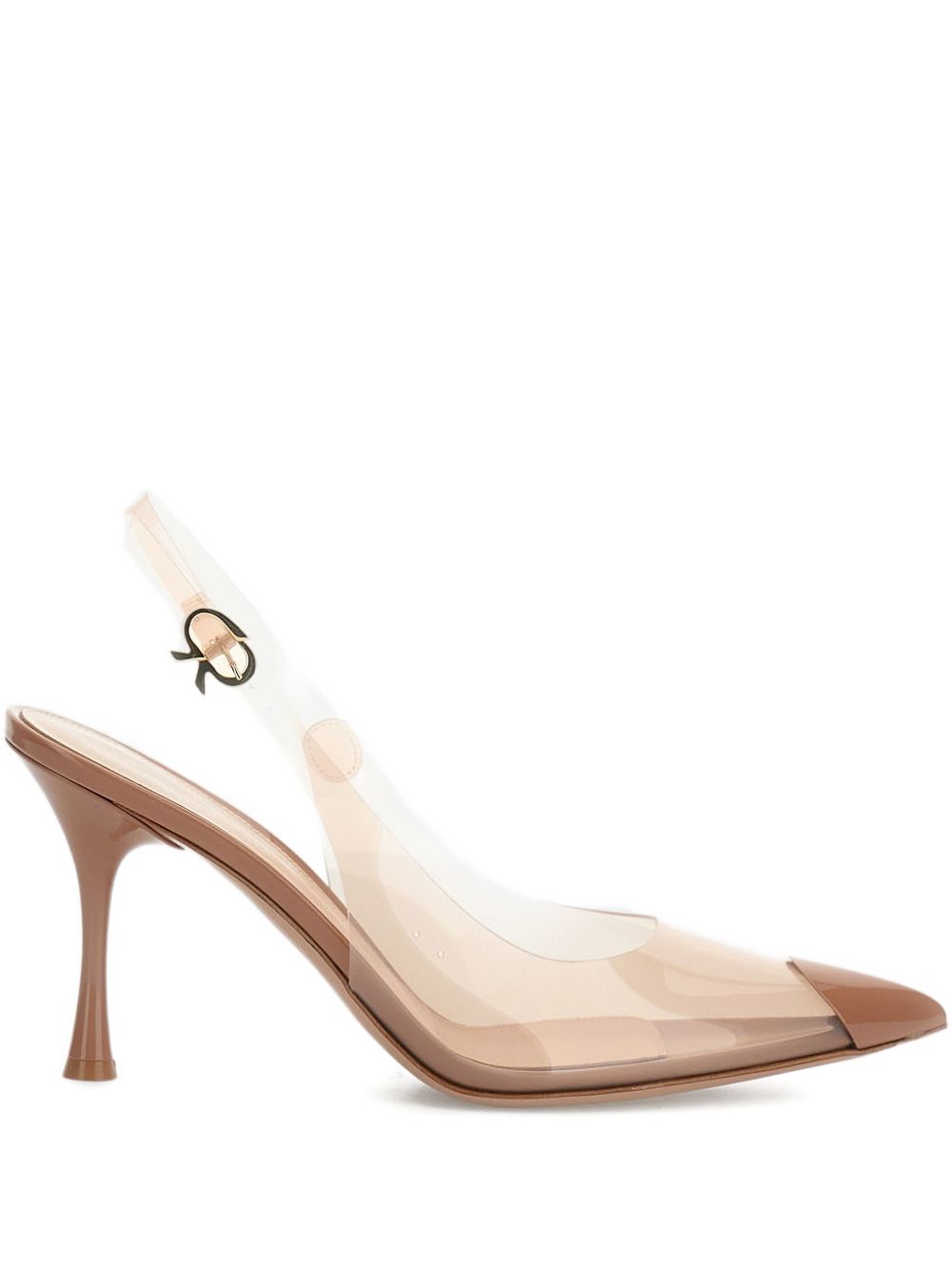 Gianvito Rossi With Heel Light Beige Transparent Leather Slingback Pumps Leather Brown