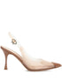 Gianvito Rossi With Heel Light Beige Transparent Leather Slingback Pumps Leather Brown