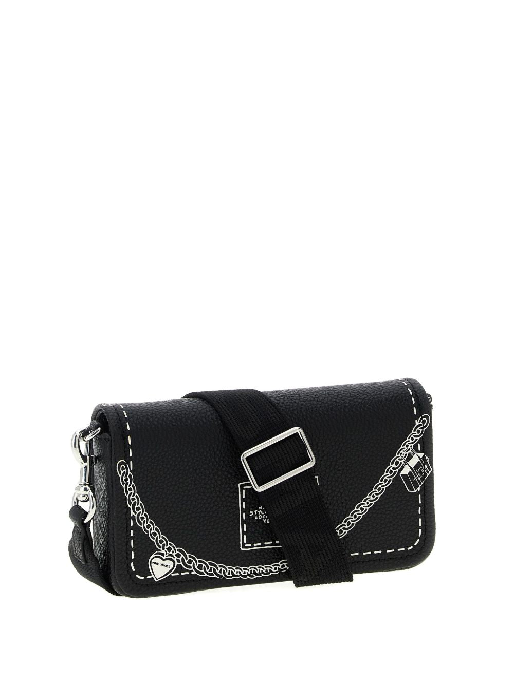 Marc Jacobs The Mini Embossed Logo Chain Shoulder Bag Black