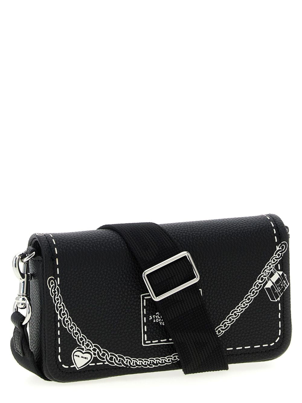 Marc Jacobs The Mini Embossed Logo Chain Shoulder Bag Black