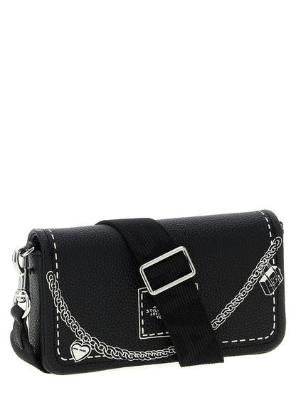 Marc Jacobs The Mini Embossed Logo Chain Shoulder Bag Black