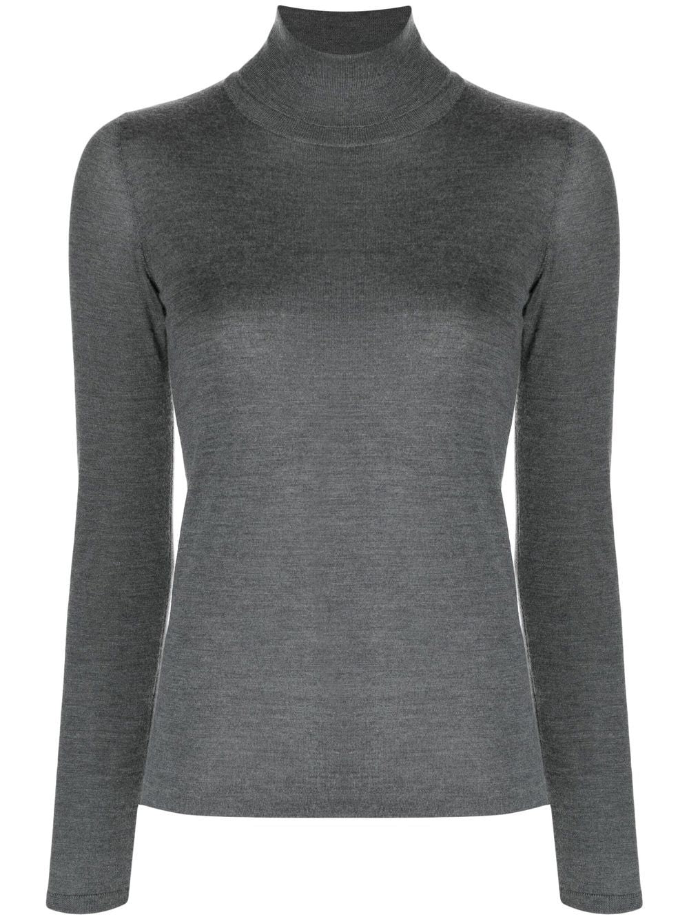 Brunello Cucinelli Cashmere Silk Speckled Knit Turtleneck Sweater Grey