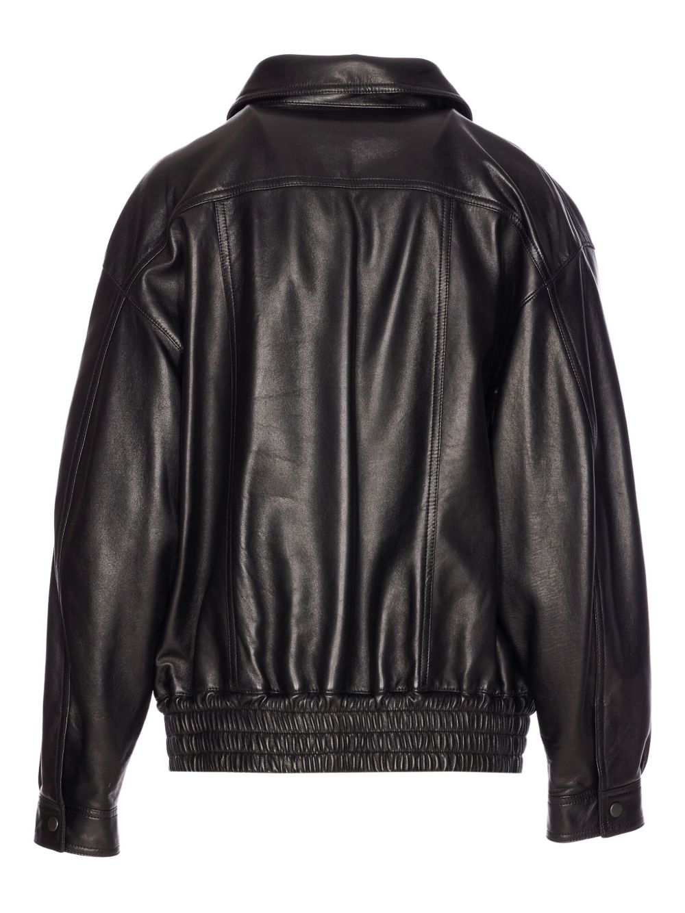 Saint Laurent Lambskin Leather High-Neck Jacket Black