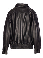 Saint Laurent Lambskin Leather High-Neck Jacket Black