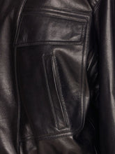Saint Laurent Lambskin Leather High-Neck Jacket Black