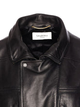 Saint Laurent Lambskin Leather High-Neck Jacket Black