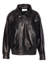 Saint Laurent Lambskin Leather High-Neck Jacket Black