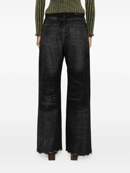 Diesel Flared Black Hemp Denim Jeans Black