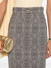 Elisabetta Franchi High-Waisted Black Midi Skirt with Gold-Tone Detailing Black
