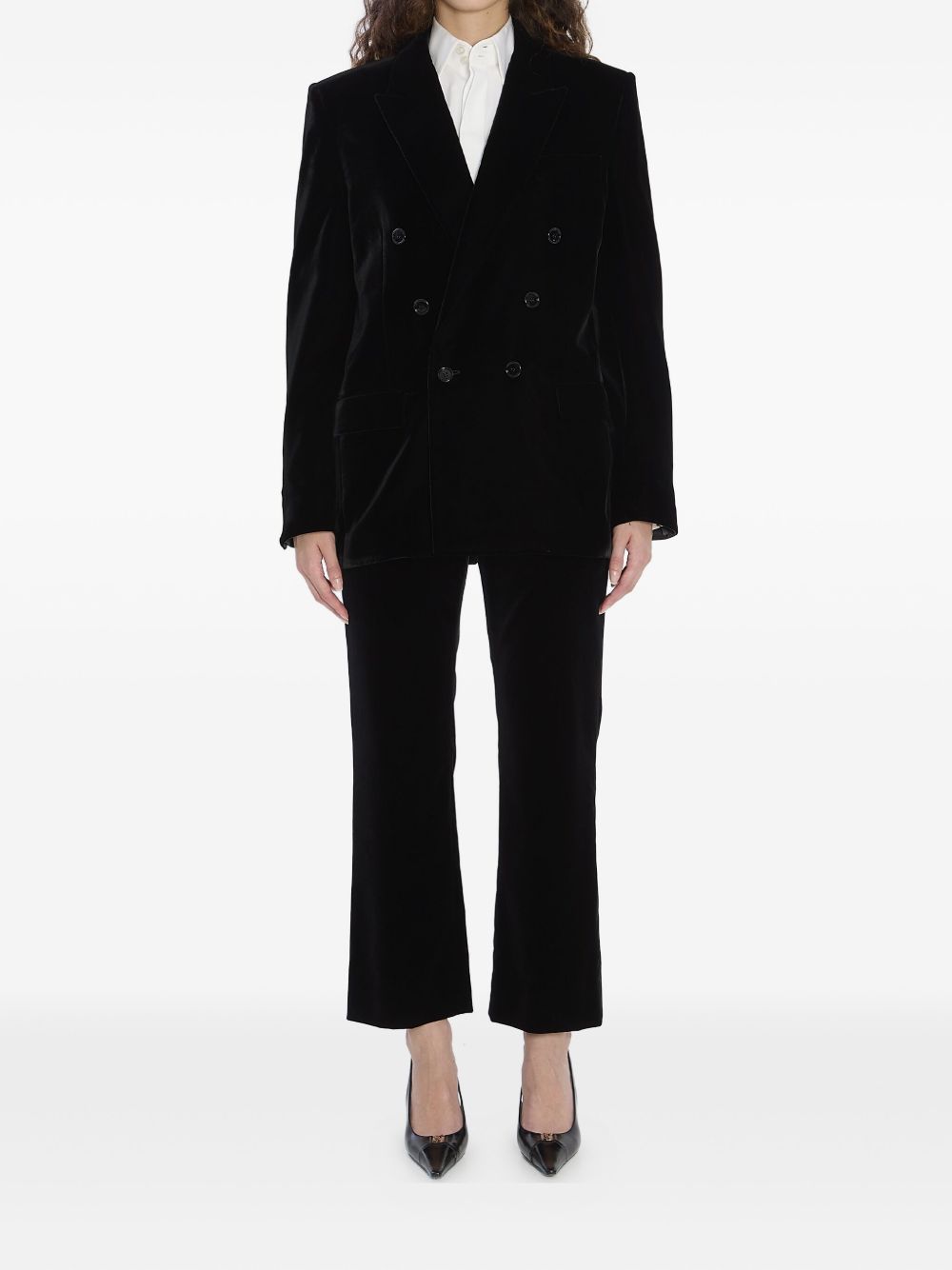 Saint Laurent Double-Breasted Velvet Jacket Black black