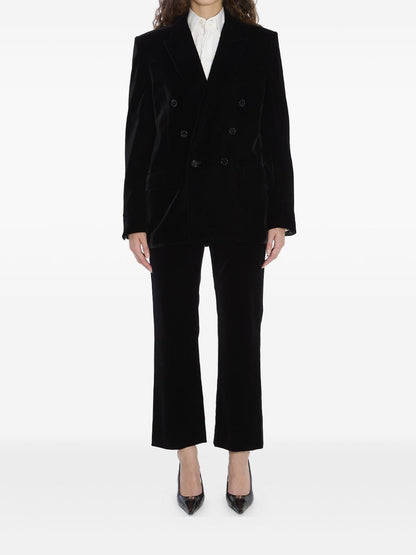 Saint Laurent Double-Breasted Velvet Jacket Black black