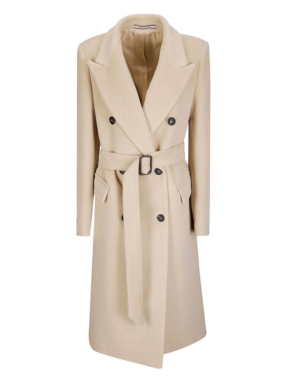 Tagliatore Double-Breasted Wool Coat in Beige Beige