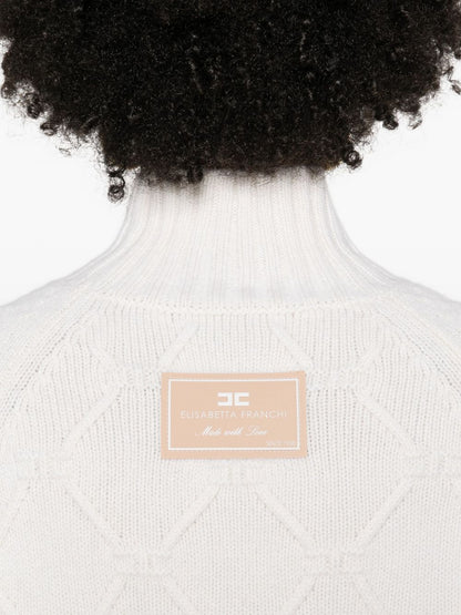 Elisabetta Franchi Wool-Cashmere High Neck Sweater Cream cream