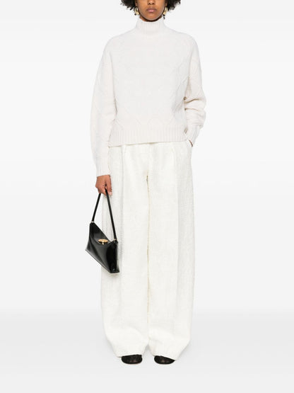 Elisabetta Franchi Wool-Cashmere High Neck Sweater Cream cream