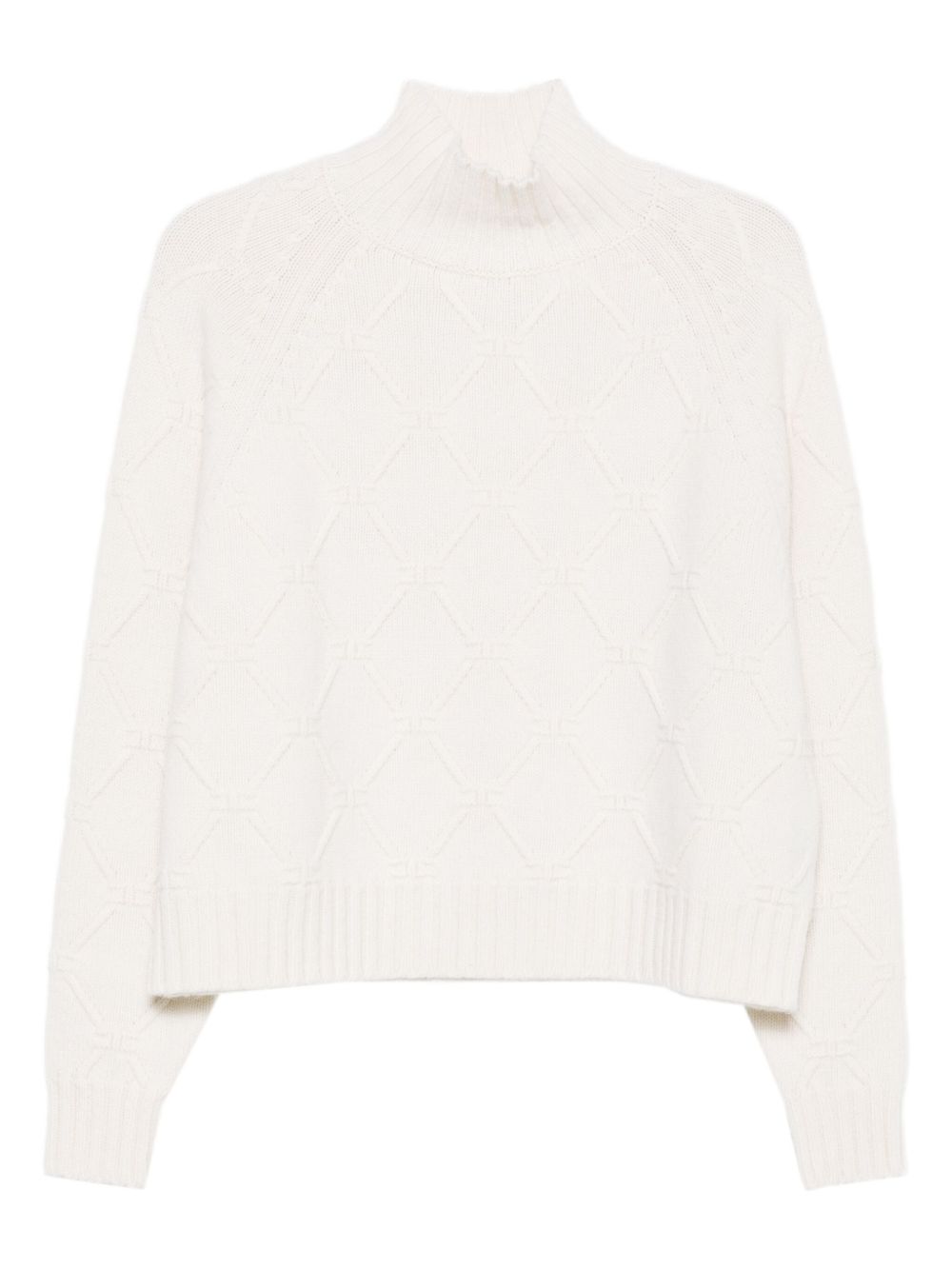 Elisabetta Franchi Wool-Cashmere High Neck Sweater Cream cream