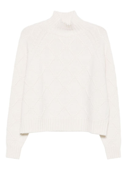 Elisabetta Franchi Wool-Cashmere High Neck Sweater Cream cream