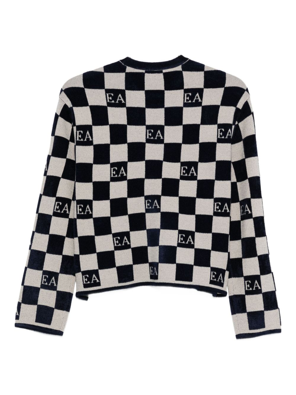 Emporio Armani Check Crewneck Sweater in Beige
