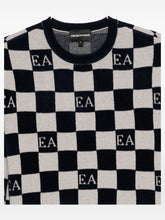 Emporio Armani Check Crewneck Sweater in Beige