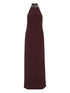 Brunello Cucinelli Silk-Blend Embellished Halterneck Maxi Dress Bordeaux