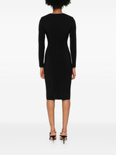 Elisabetta Franchi Long Black Dress with Gold-Tone Embellishments and Long Sleeves Black Black