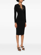 Elisabetta Franchi Long Black Dress with Gold-Tone Embellishments and Long Sleeves Black Black