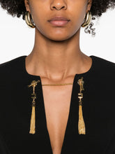 Elisabetta Franchi Long Black Dress with Gold-Tone Embellishments and Long Sleeves Black Black