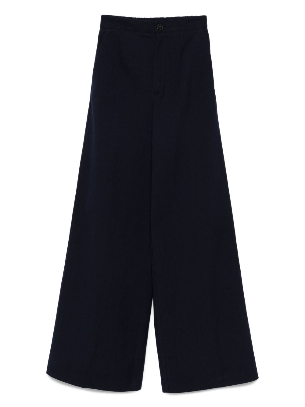 Forte Forte High-Waisted Cotton Trousers Navy Blue Blue