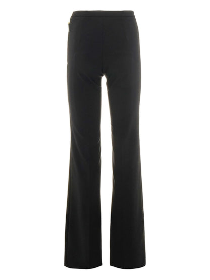 Elisabetta Franchi High-Waisted Flared Trousers with Logo Buttons Black