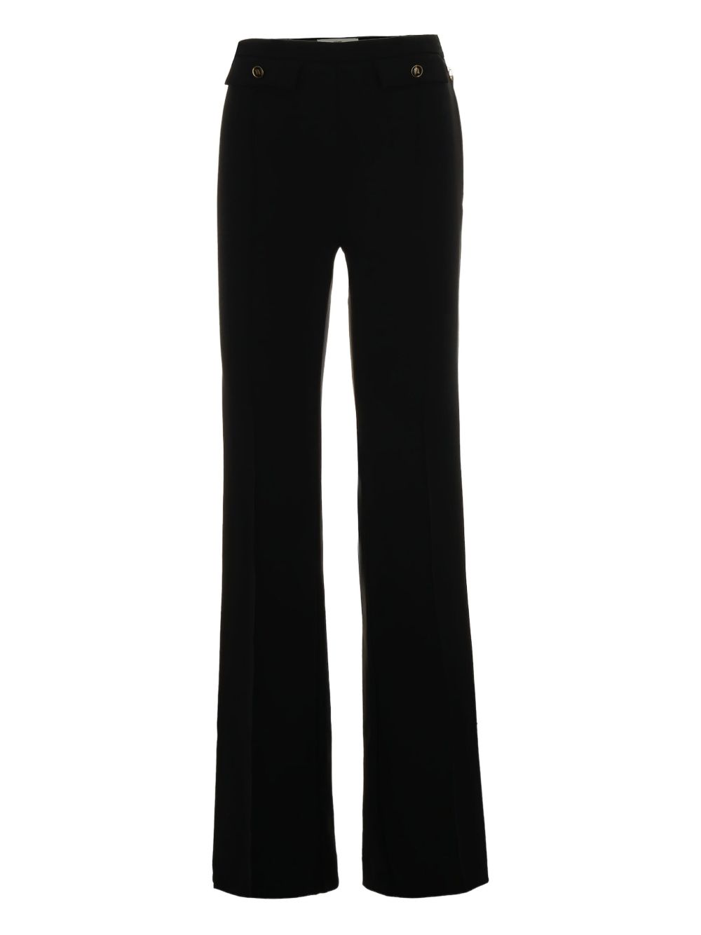 Elisabetta Franchi High-Waisted Flared Trousers with Logo Buttons Black