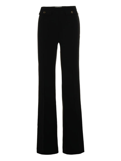 Elisabetta Franchi High-Waisted Flared Trousers with Logo Buttons Black
