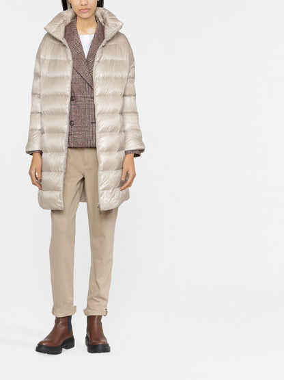 HERNO Matilde Silk-Nylon Midi Down Coat Powder