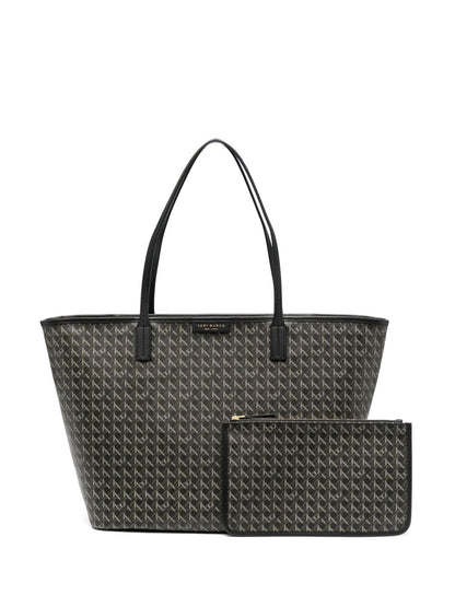 Tory Burch Ever-Ready Basket-Weave Tote with Zip Black